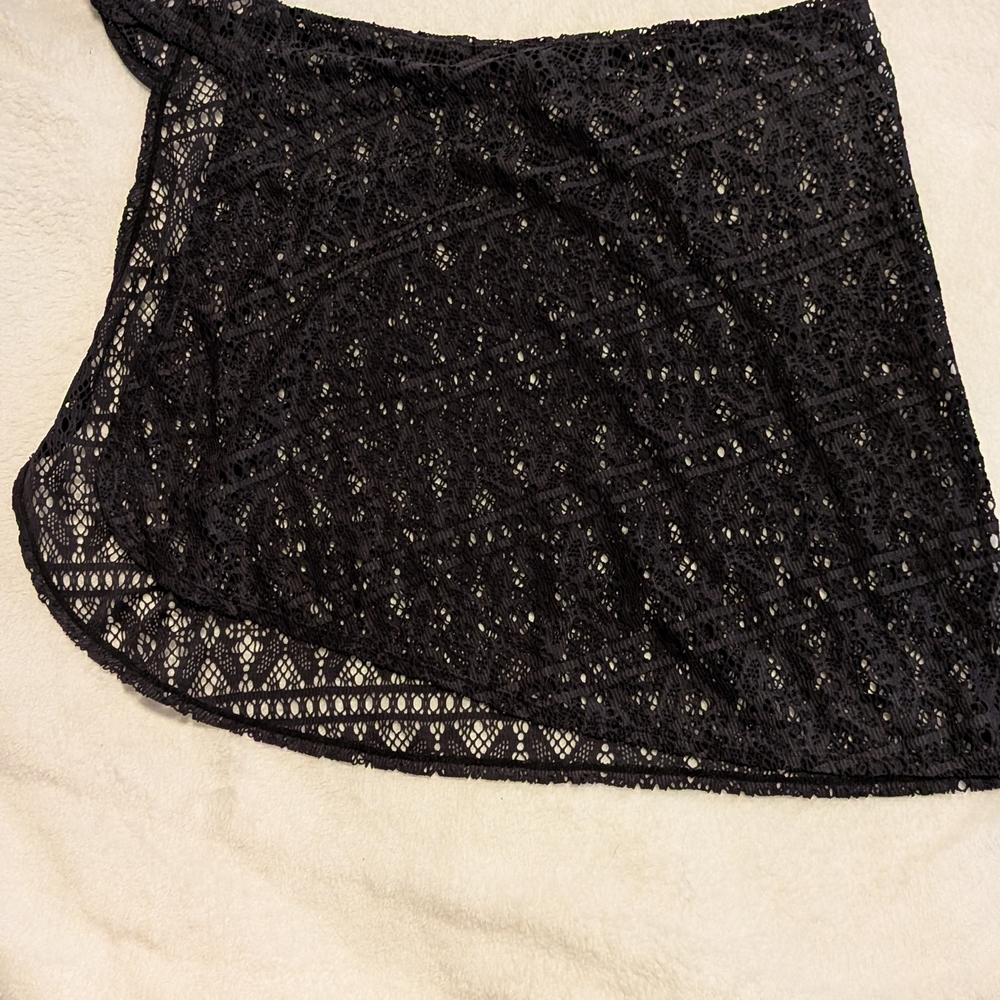 Time and Tru Black Lace Swim Sarong